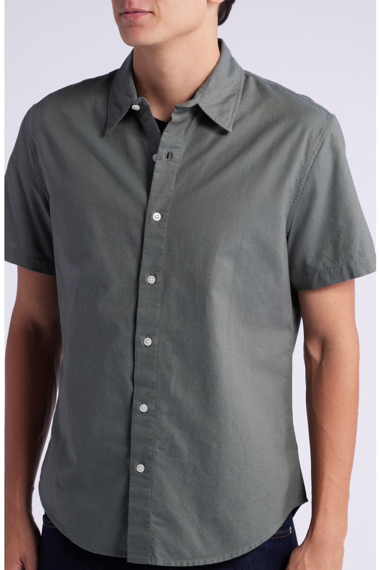 Riviera Solid Short Sleeve Button-Up Shirt, Alternate, color, SOLID OXFORD GREEN