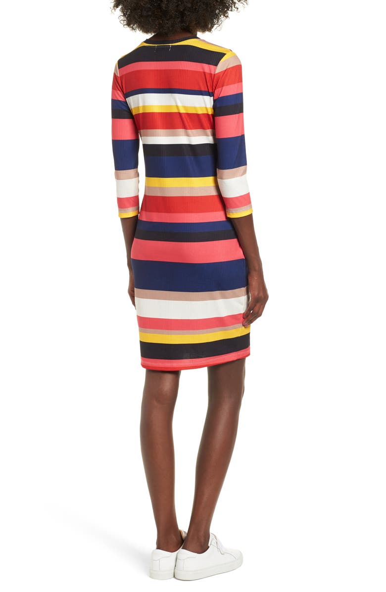 Socialite Rainbow Stripe Rib Knit Dress, Alternate, color,