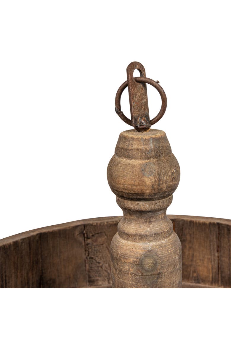 Decorative Wood & Tin 3-Tier Tray, Alternate, color, Brown