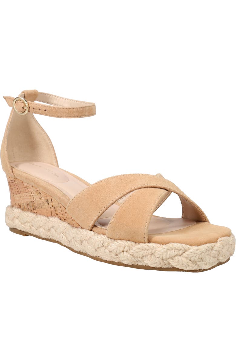 Pelle Moda Pippen Ankle Strap Wedge Slide Sandal, Main, color, Burnt Sugar