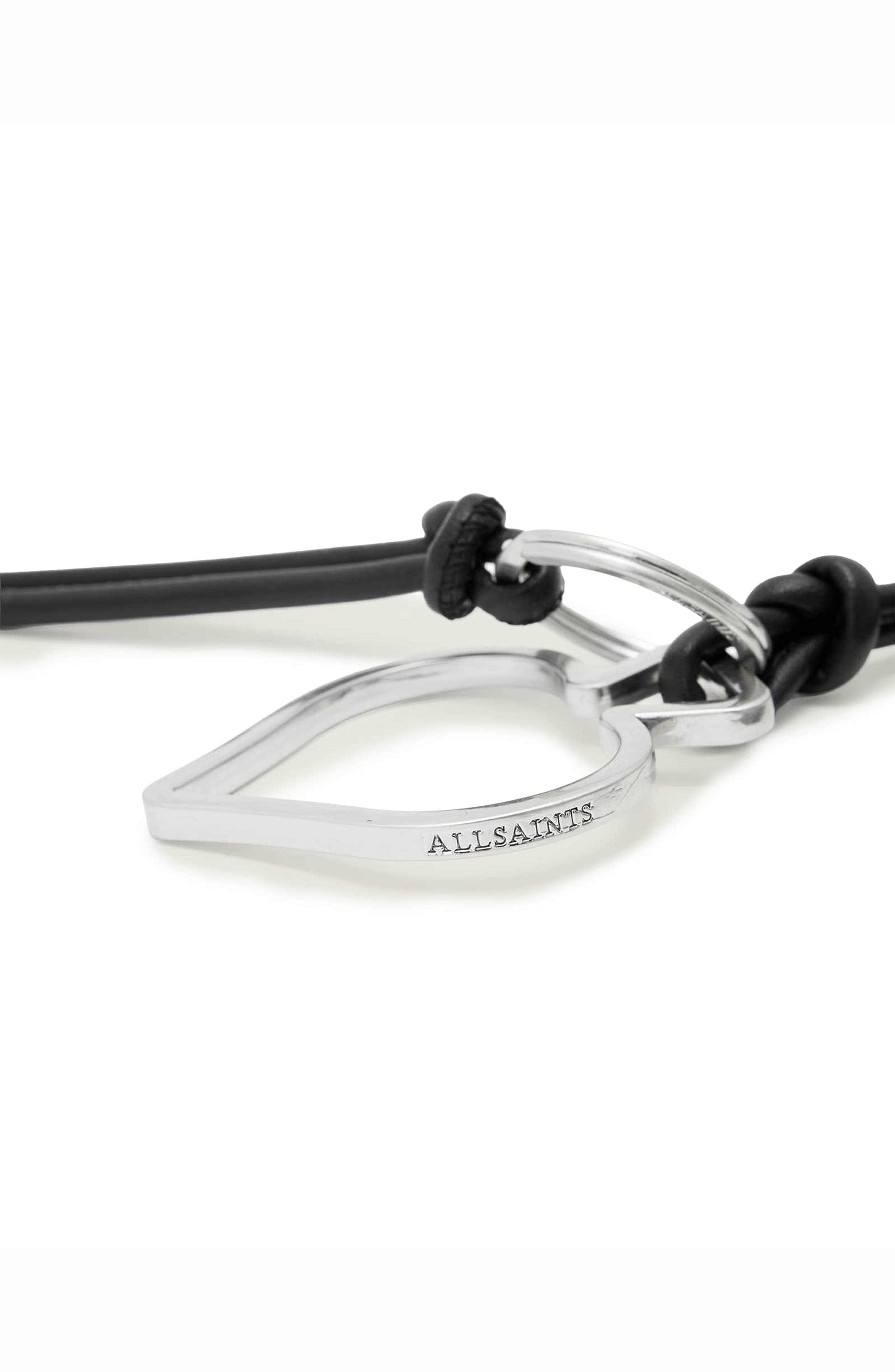 Spade Metal Key Ring, Alternate, color, BLACK/ SILVER