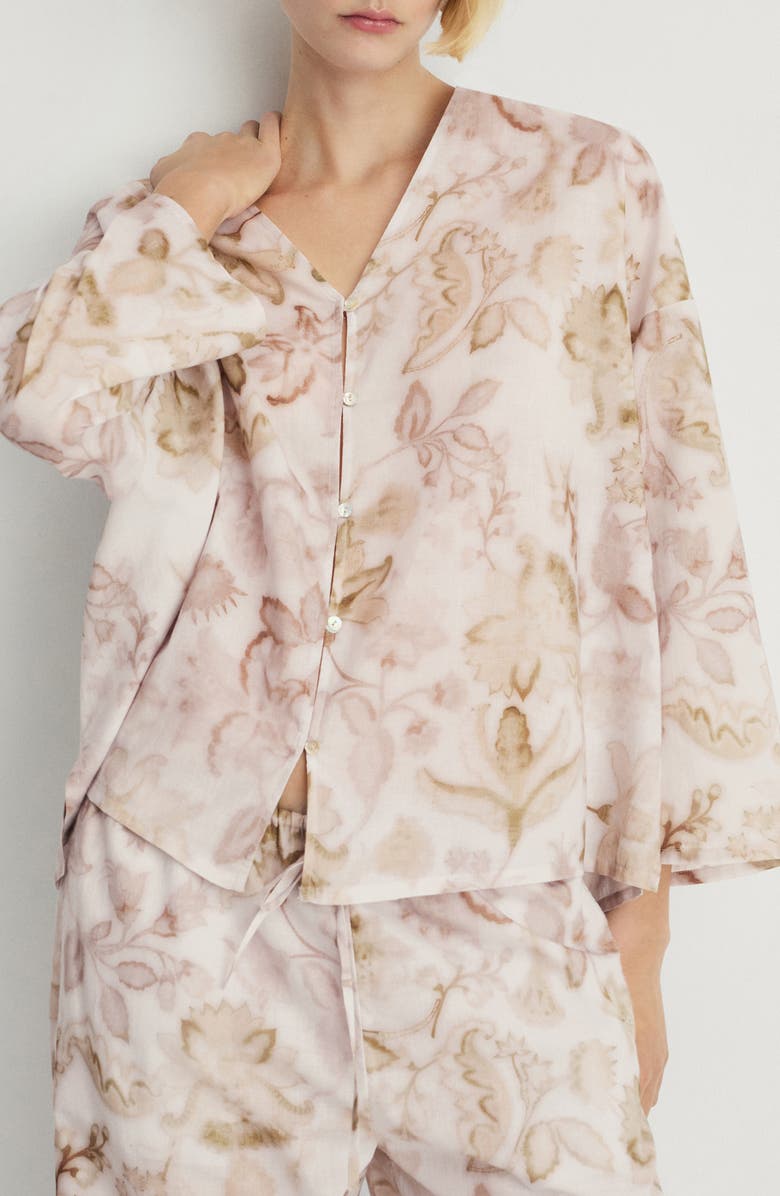 MANGO Floral Cotton Pajama Shirt, Main, color,