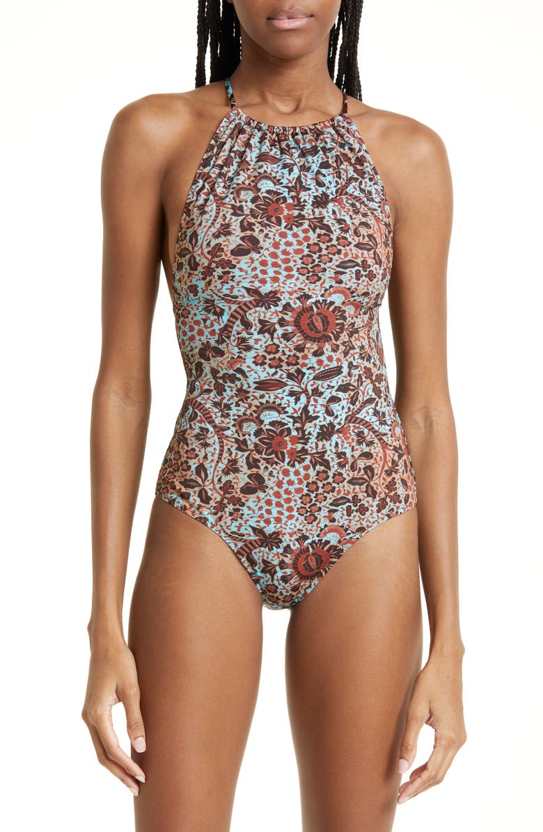 Ulla Johnson Odelia Halter One-Piece Swimsuit, Main, color, 