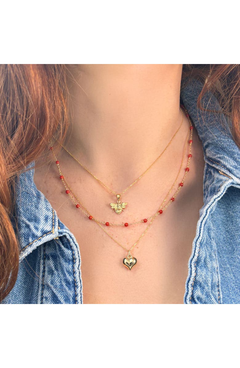The Lovery Fine Jewelry Coral Bead Chain Necklace, Alternate, color, Coral