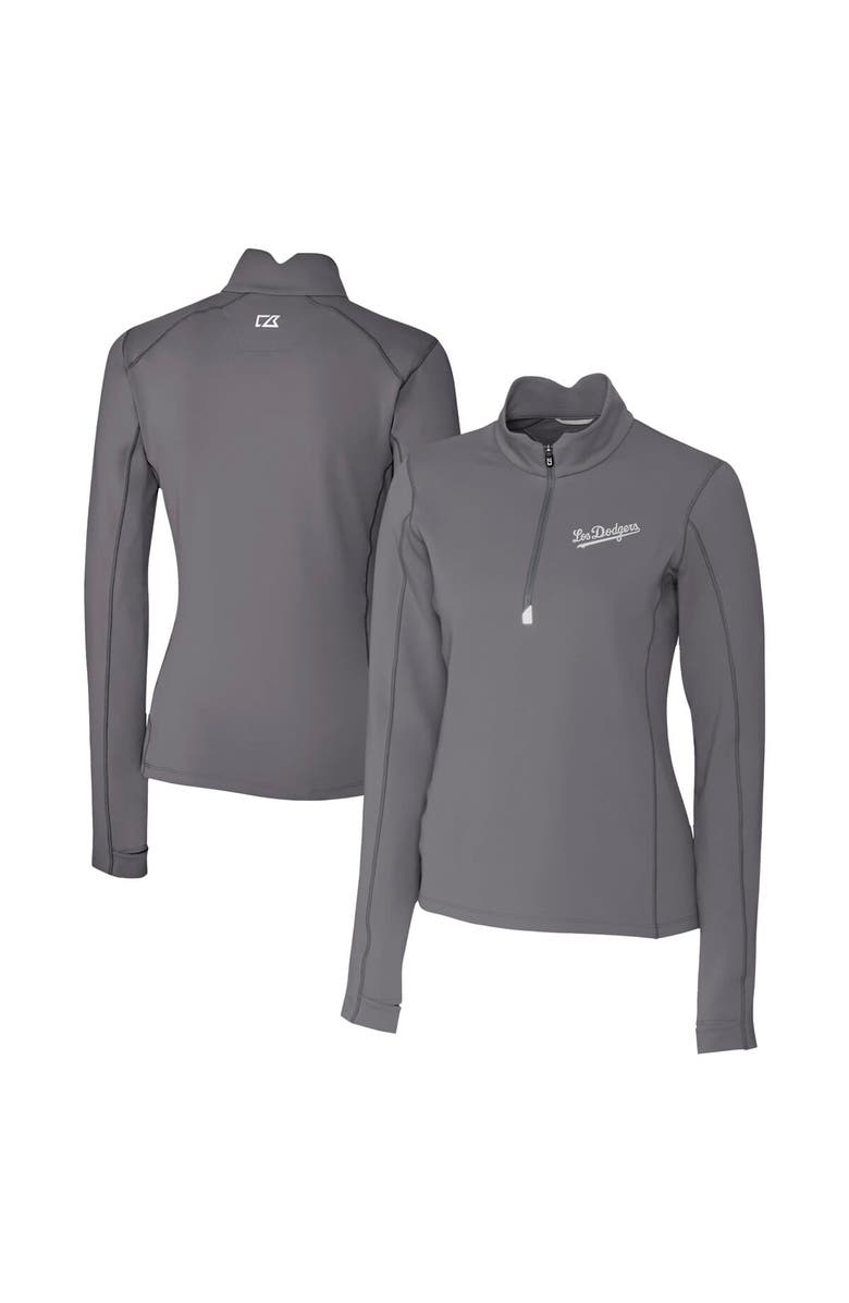 Cutter & Buck Women's Cutter & Buck Gray Los Angeles Dodgers City Connect Traverse Stretch Quarter-Zip Pullover Top, Alternate, color, 