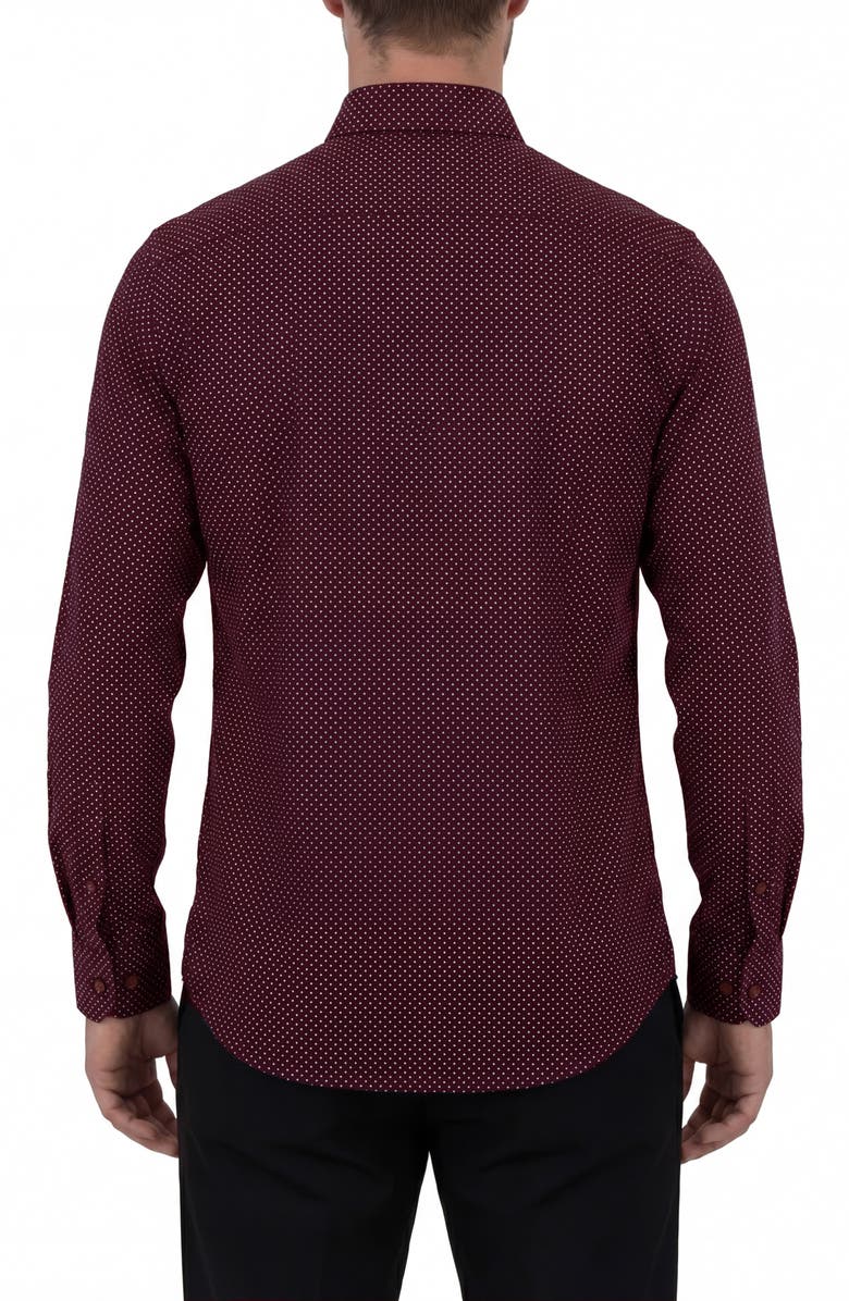 Report Collection Geometric Print 4-Way Stretch Sport Shirt, Alternate, color, Burgundy