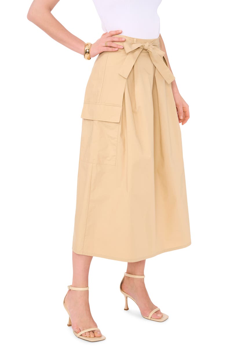 Vince Camuto Belted Cotton Midi A-Line Cargo Skirt, Alternate, color, 