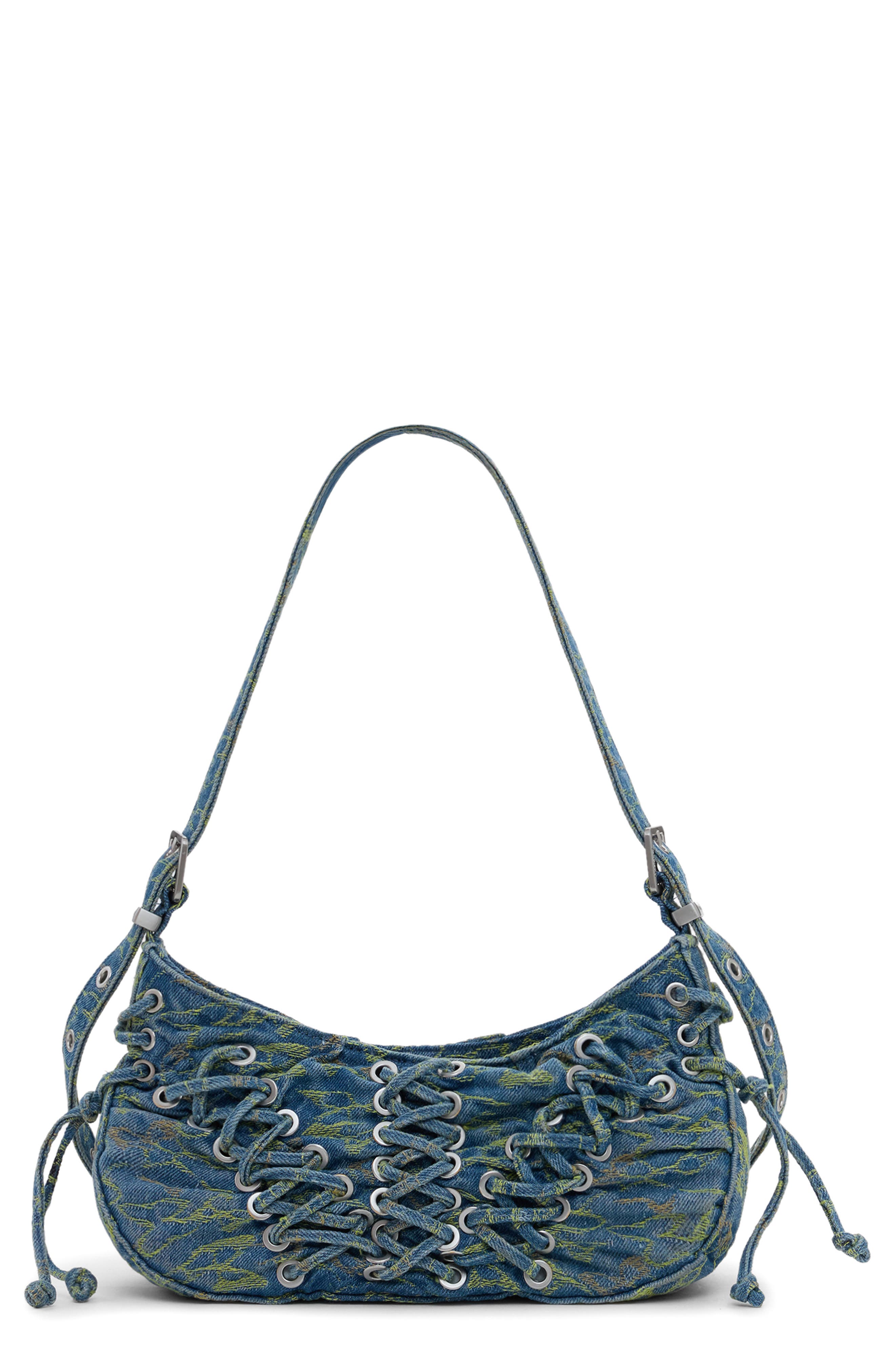 Desigual Braided Denim Shoulder Bag, Main, color, Light Blue