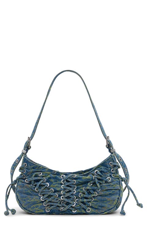Braided Denim Shoulder Bag