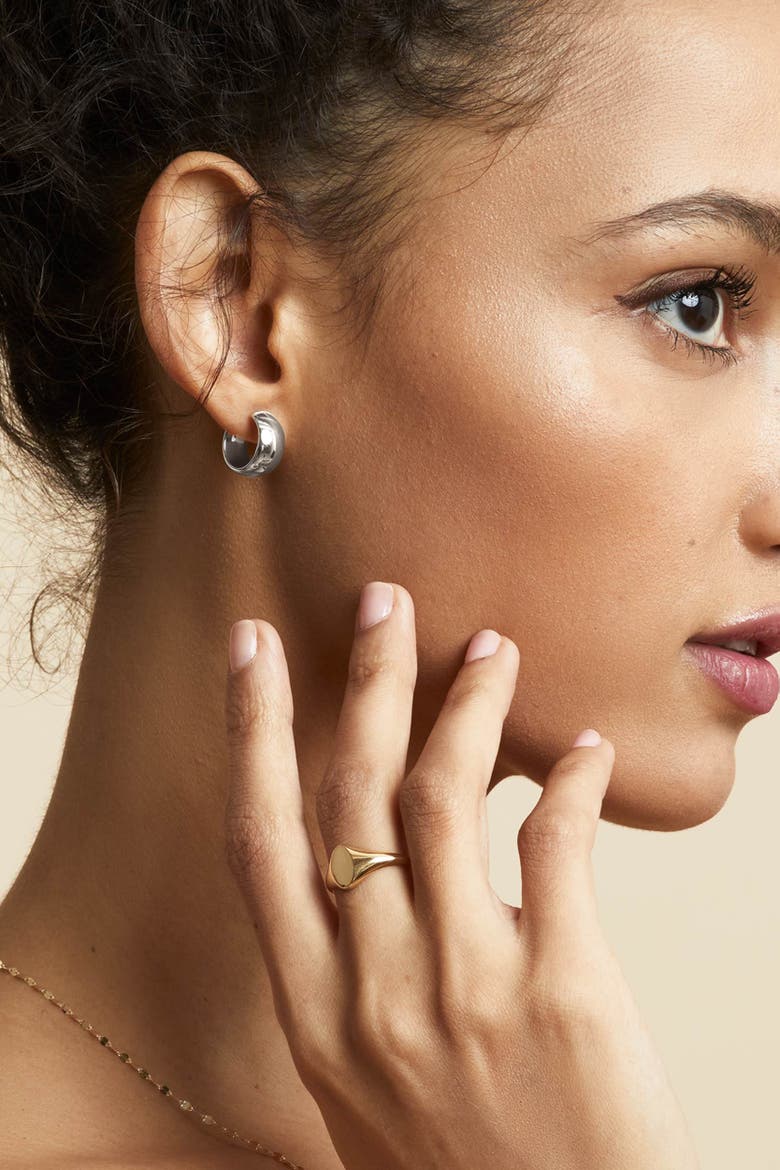 14K Gold High Society Hoops Earrings, Alternate, color, White Gold