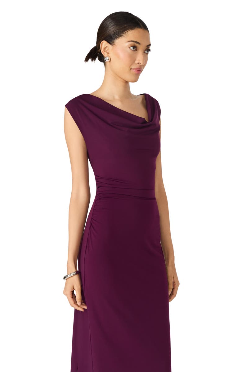 Steve Madden Kalin Asymmetric Cowl Neck Midi Dress, Alternate, color, Beet