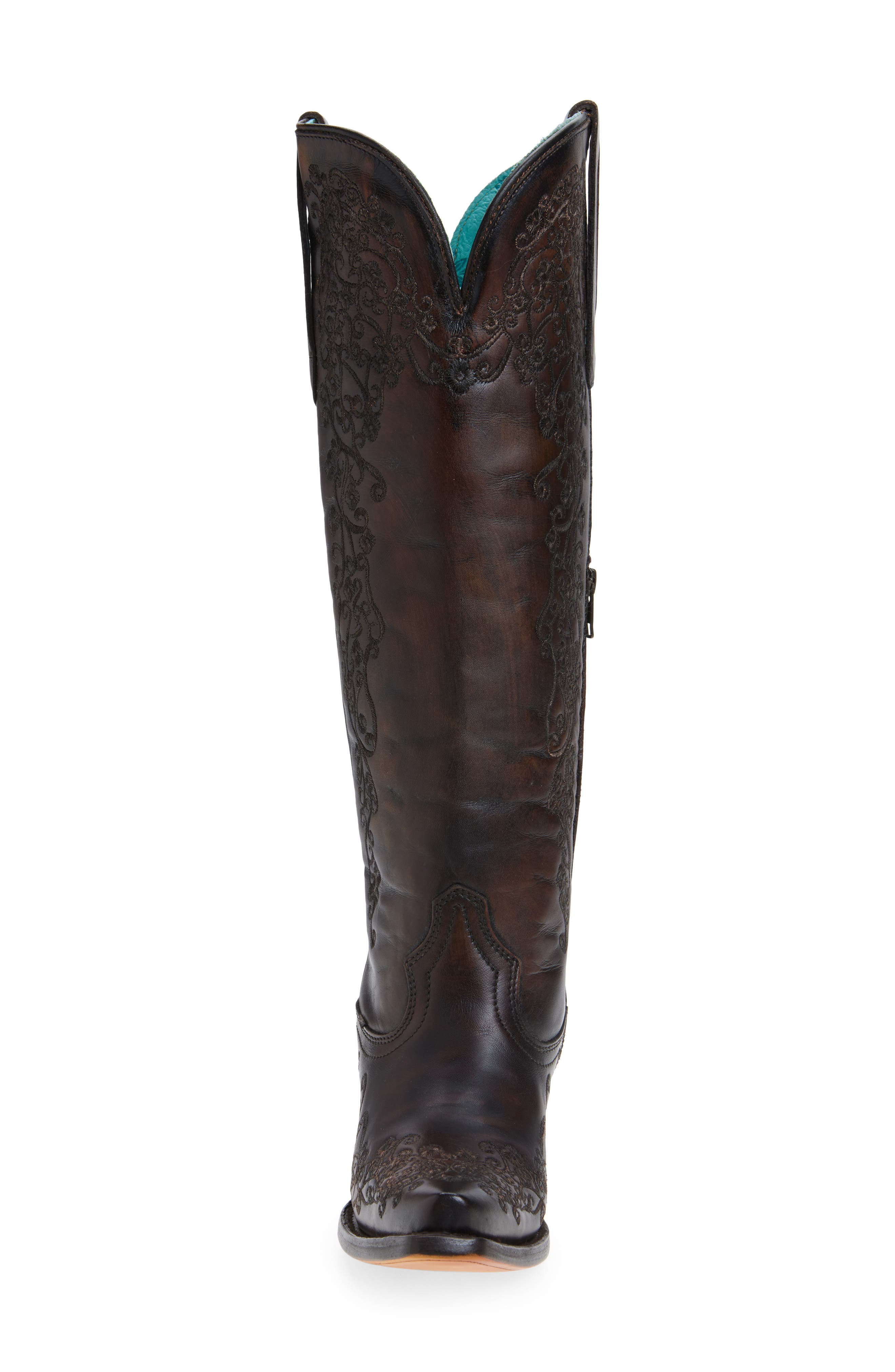 CORRAL Floral Embroidered Western Boot, Alternate, color, Black/ Honey