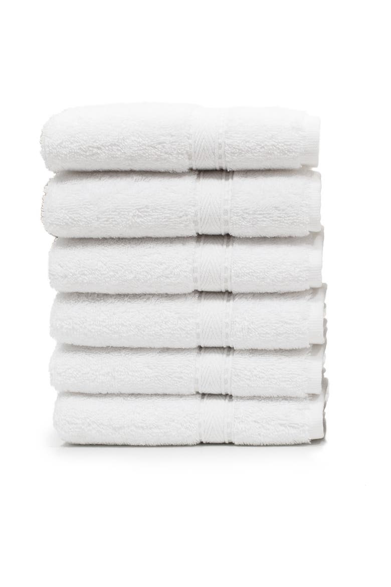 Sinemis Terry 6-Piece Washcloth Set - White, Main, color, WHITE