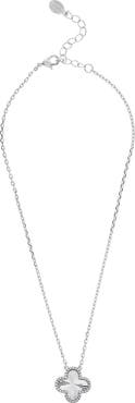 RIVKA FRIEDMAN Cubic Zirconia Halo Clover Pendant Necklace
