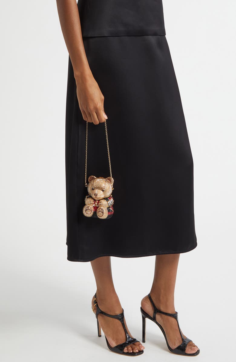 JUDITH LEIBER COUTURE Teddy Bear Albert Crystal Embellished Novelty Clutch, Alternate, color, Champagne Prosecco Multi