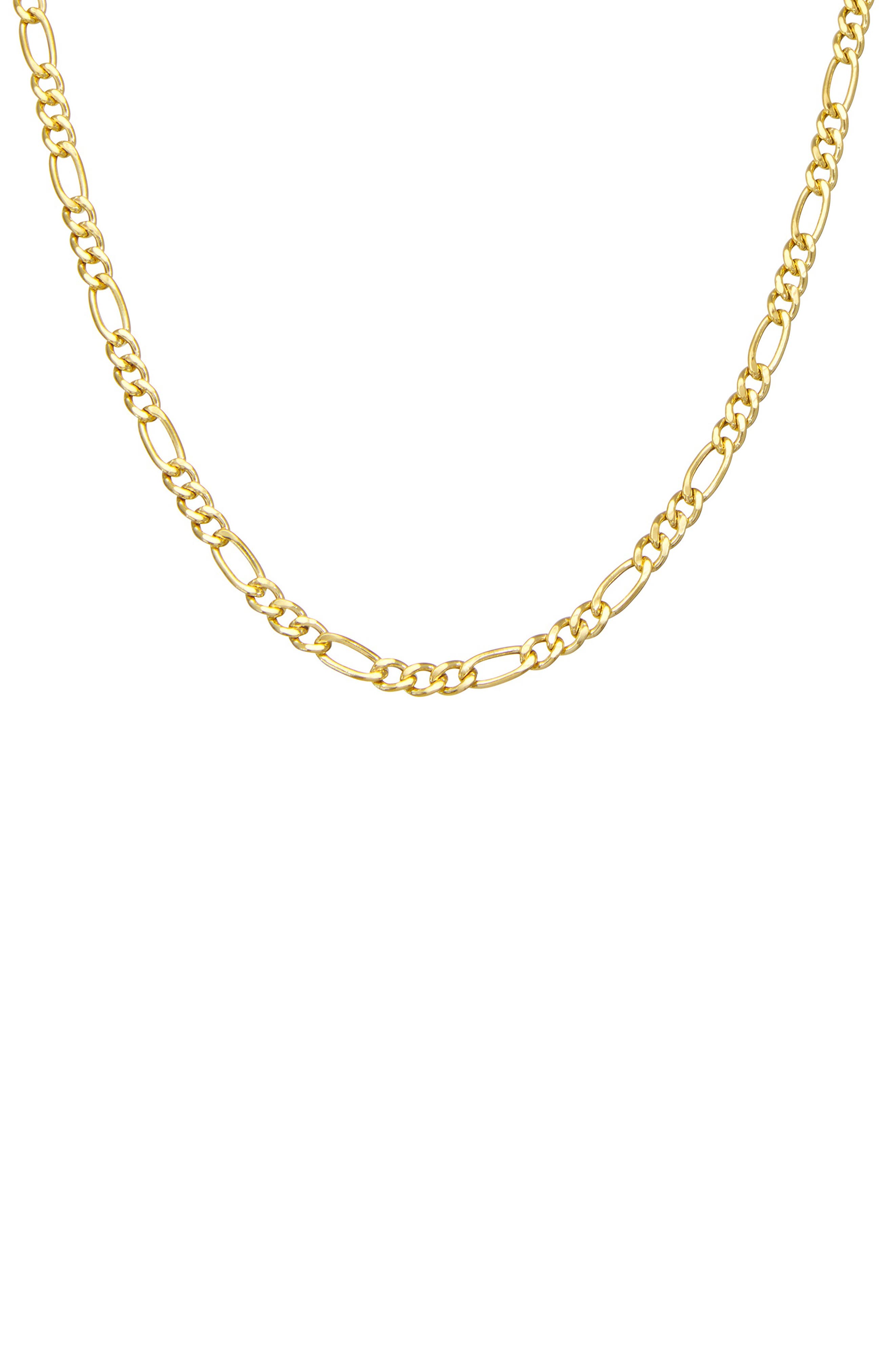 FZN Men's 14K Gold Over Silver Figaro Chain Necklace