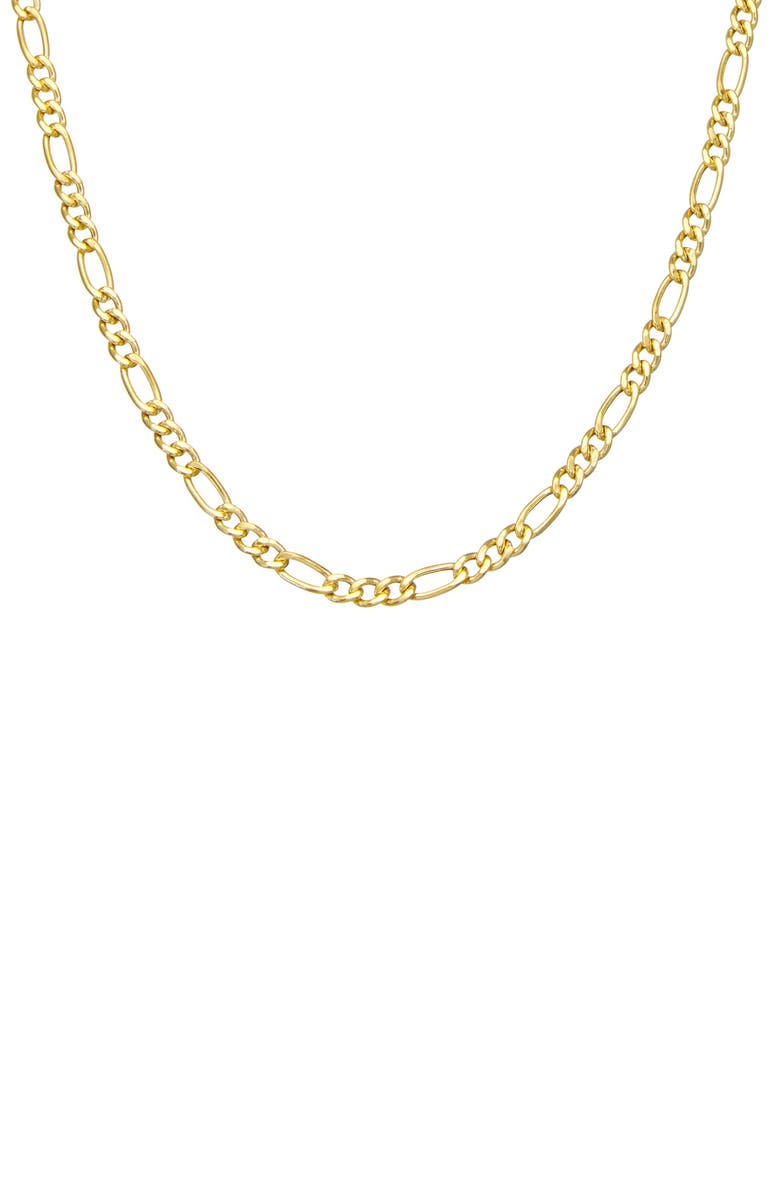 FZN Men's 14K Gold Over Silver Figaro Chain Necklace, Main, color, Yellow