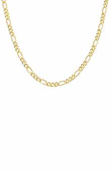 FZN Men's 14K Gold Over Silver Figaro Chain Necklace