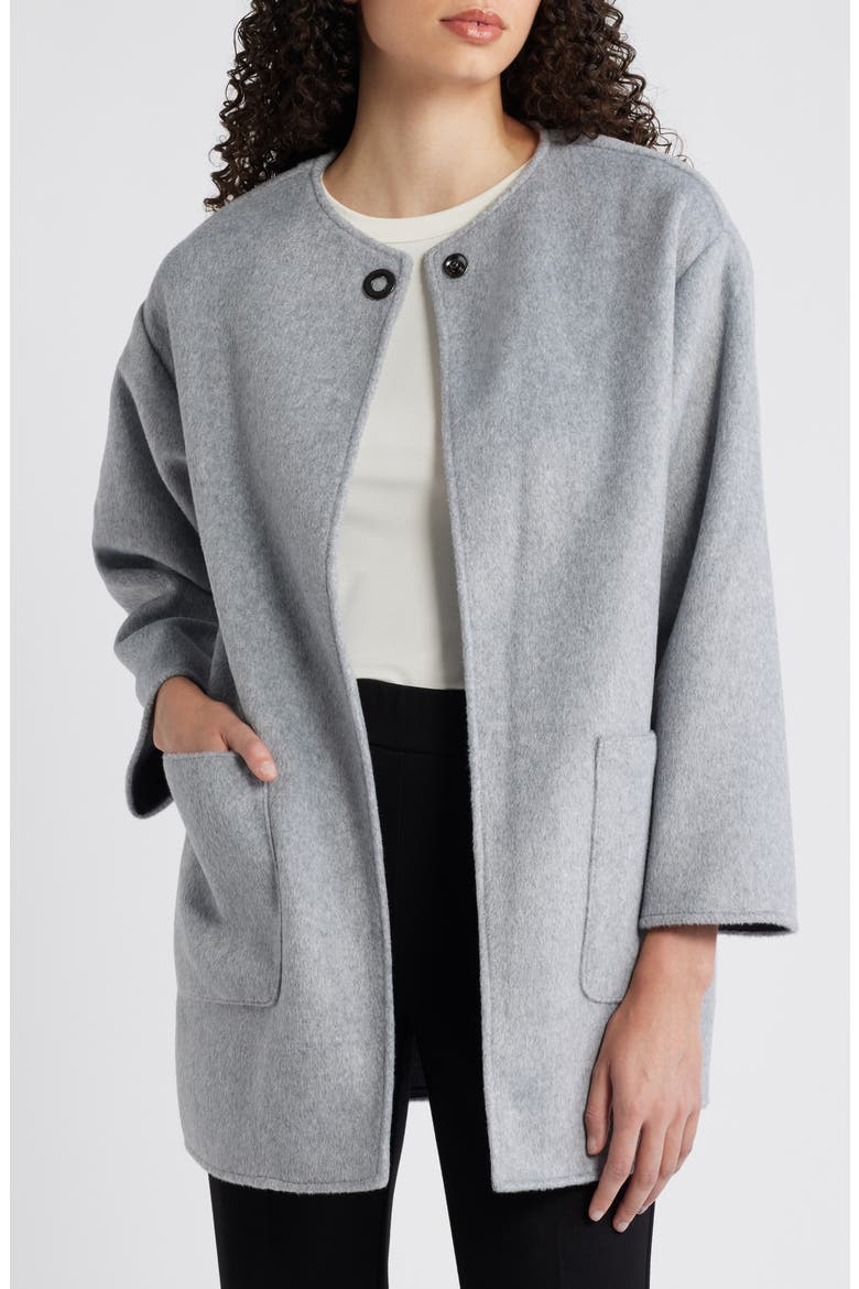 Snap Felt Coat, Alternate, color, LIGHT HEATHER GREY