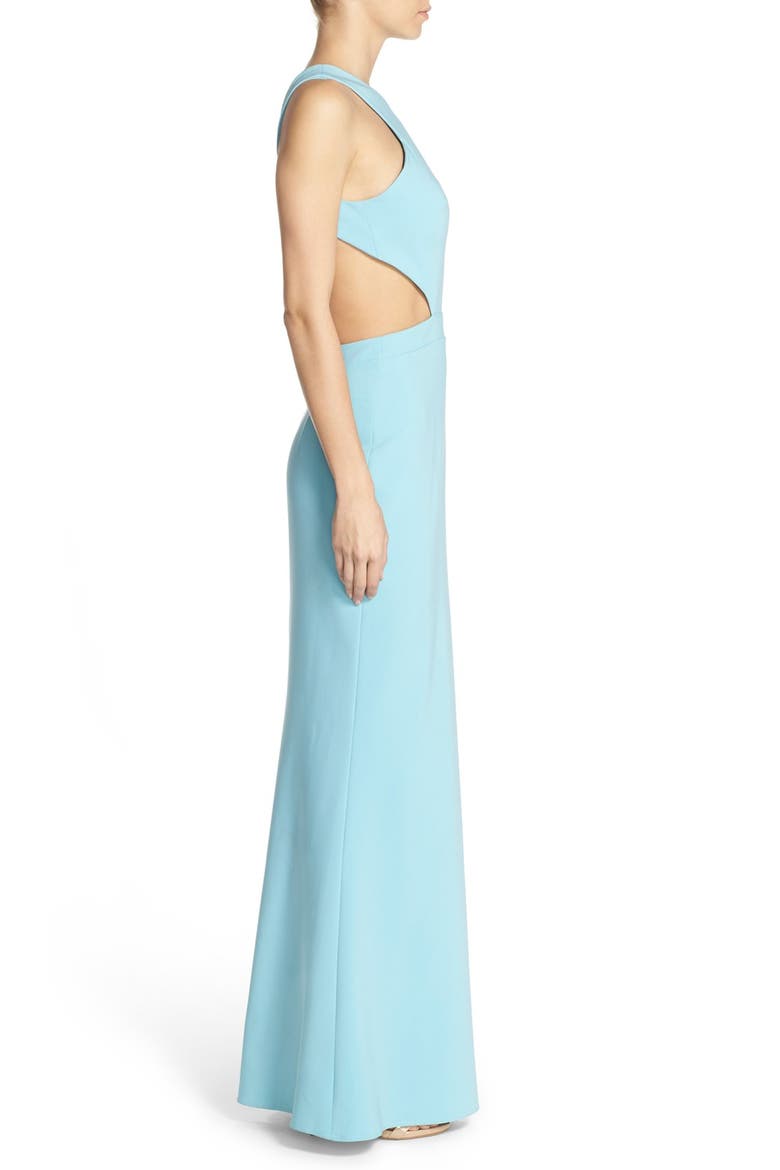 Backless Stretch Woven Gown, Alternate, color, AQUA