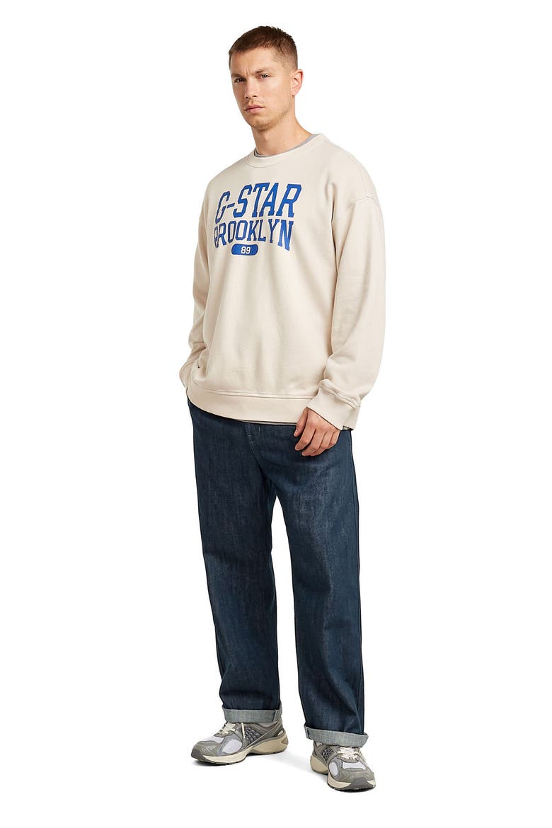 Colletiate Relaxed Fit Organic Cotton French Terry Crewneck Sweatshirt, Alternate, color, WHITEBAIT