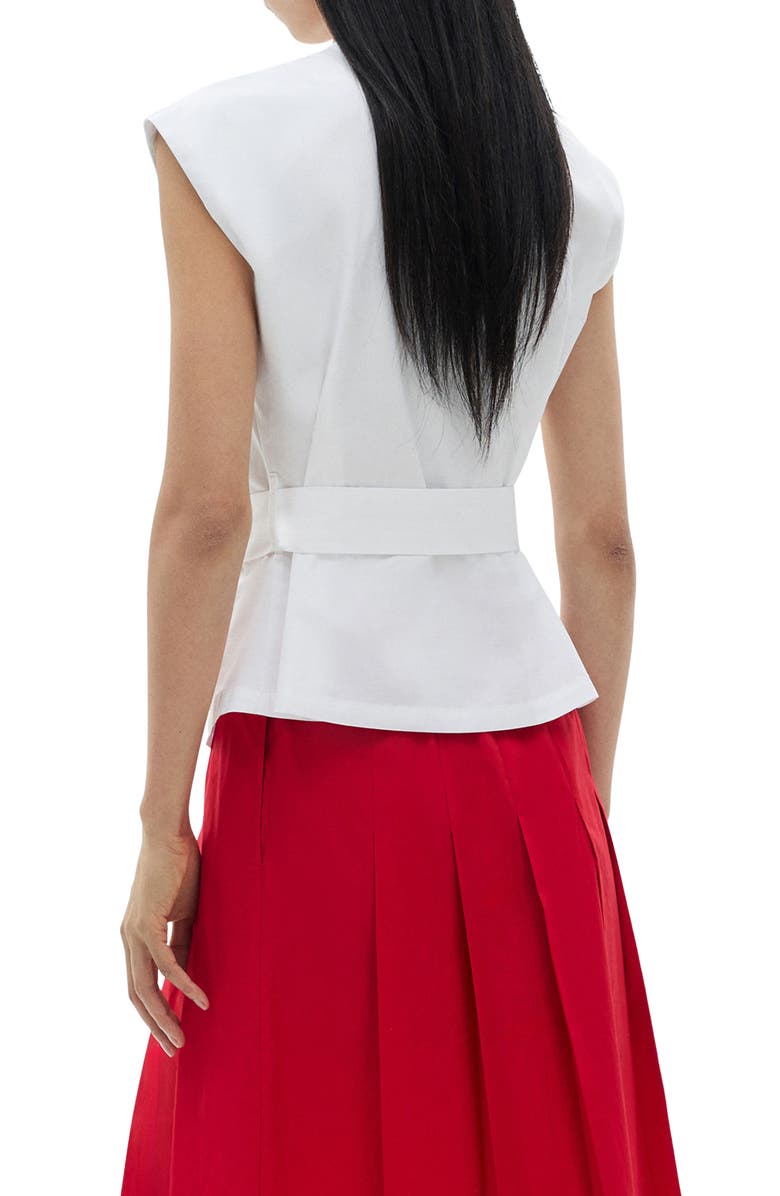 MANGO Belted Pleated Sleeveless Top, Alternate, color, 