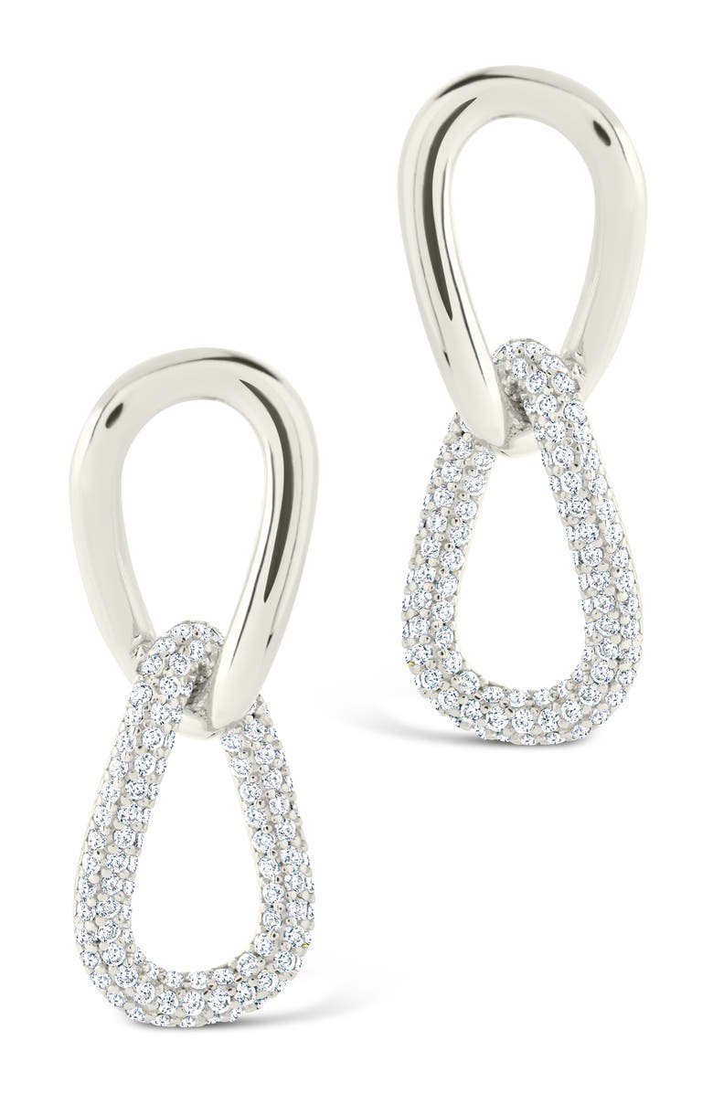 Sterling Forever Taissa Cubic Zirconia Chain Drop Earrings, Alternate, color, Silver