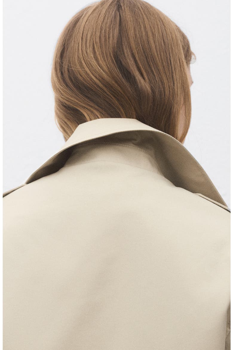 Double Breasted Crop Trench Coat, Alternate, color, BEIGE