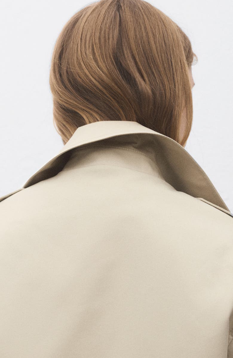 MANGO Double Breasted Crop Trench Coat, Alternate, color, Beige