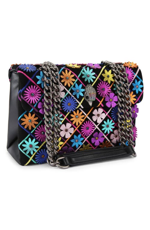 KURT GEIGER KURT GEIGER LONDON KENSINGTON FLOWERS CONVERTIBLE LEATHER SHOULDER BAG