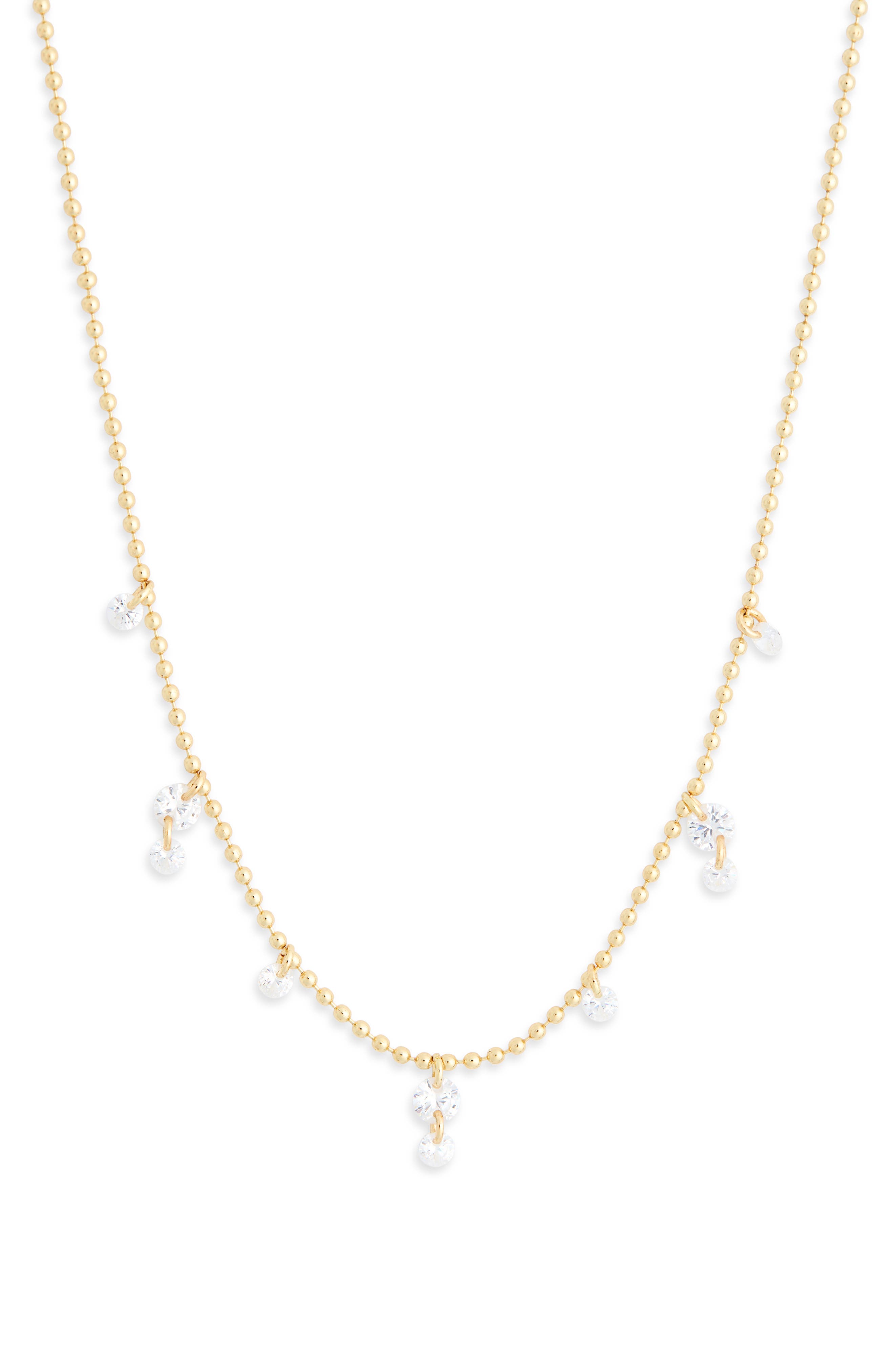 NORDSTROM RACK Cubic Zirconia Charm Ball Chain Necklace