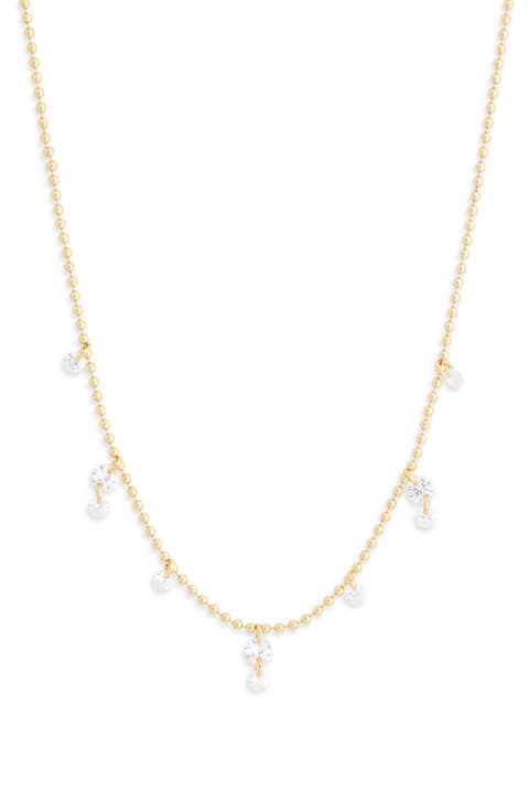 Cubic Zirconia Charm Ball Chain Necklace