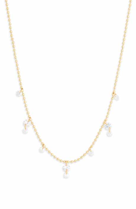 NORDSTROM RACK Cubic Zirconia Charm Ball Chain Necklace