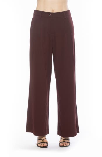 Alexia Admor Quinn Pleated Wide Leg Pants In Brown