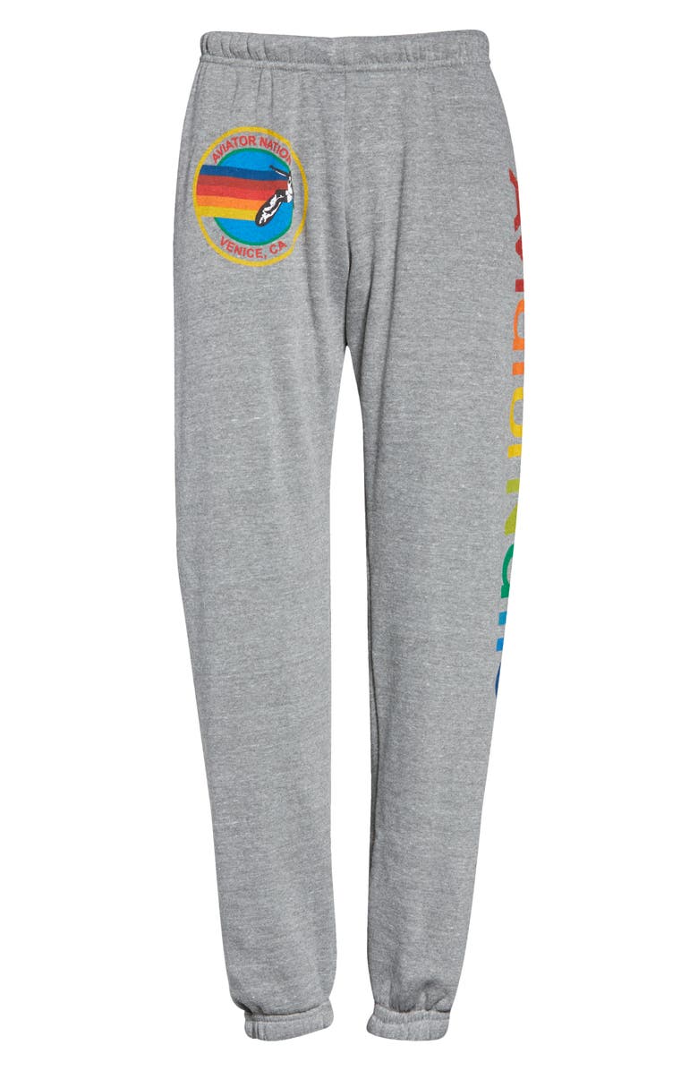 Aviator Nation Rainbow Logo Sweatpants, Alternate, color, Heather Grey