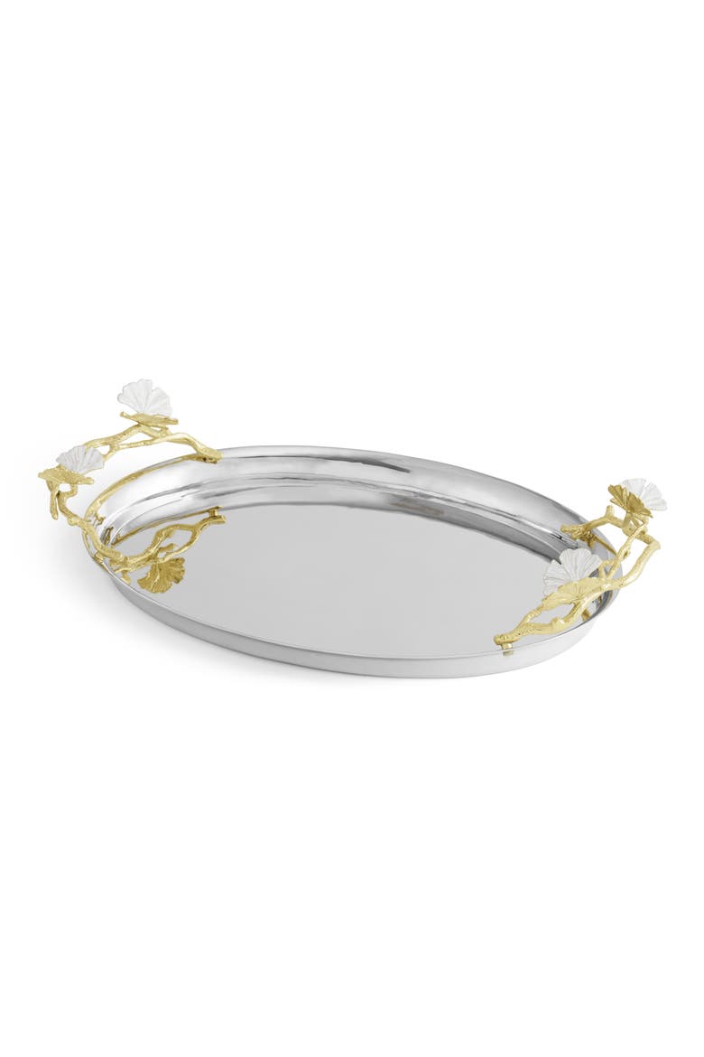 Butterfly Ginkgo Medium Tray, Main, color, SILVER
