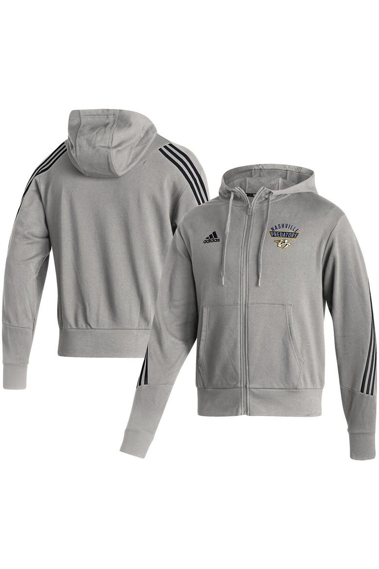 Men's adidas Heathered Gray Nashville Predators Fashion Full-Zip Hoodie, Main, color, Heather Gray