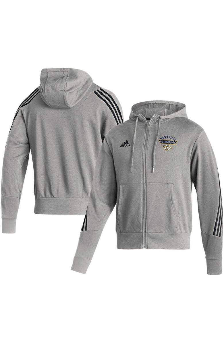 adidas Men's adidas Heathered Gray Nashville Predators Fashion Full-Zip Hoodie, Main, color, 