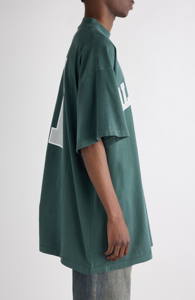 Balenciaga Jersey Oversize Cotton T-Shirt, Alternate, color, 6399 Dark Green/ Light Gry