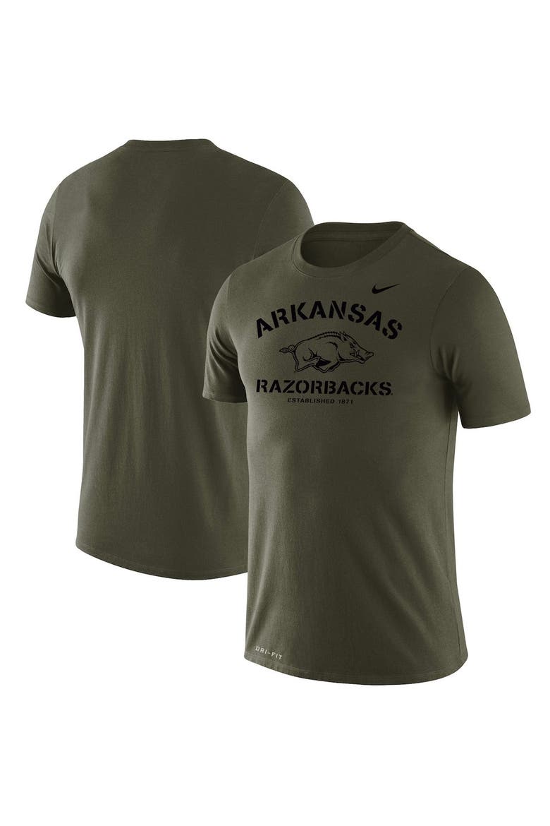 Men's Nike Olive Arkansas Razorbacks Stencil Arch Performance T-Shirt, Alternate, color, Olive