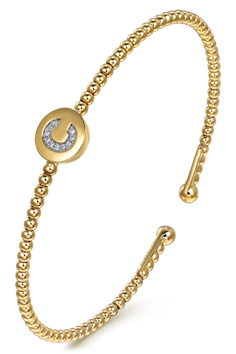 Bujukan Initial Diamond Cuff Bracelet, Alternate, color, GOLD