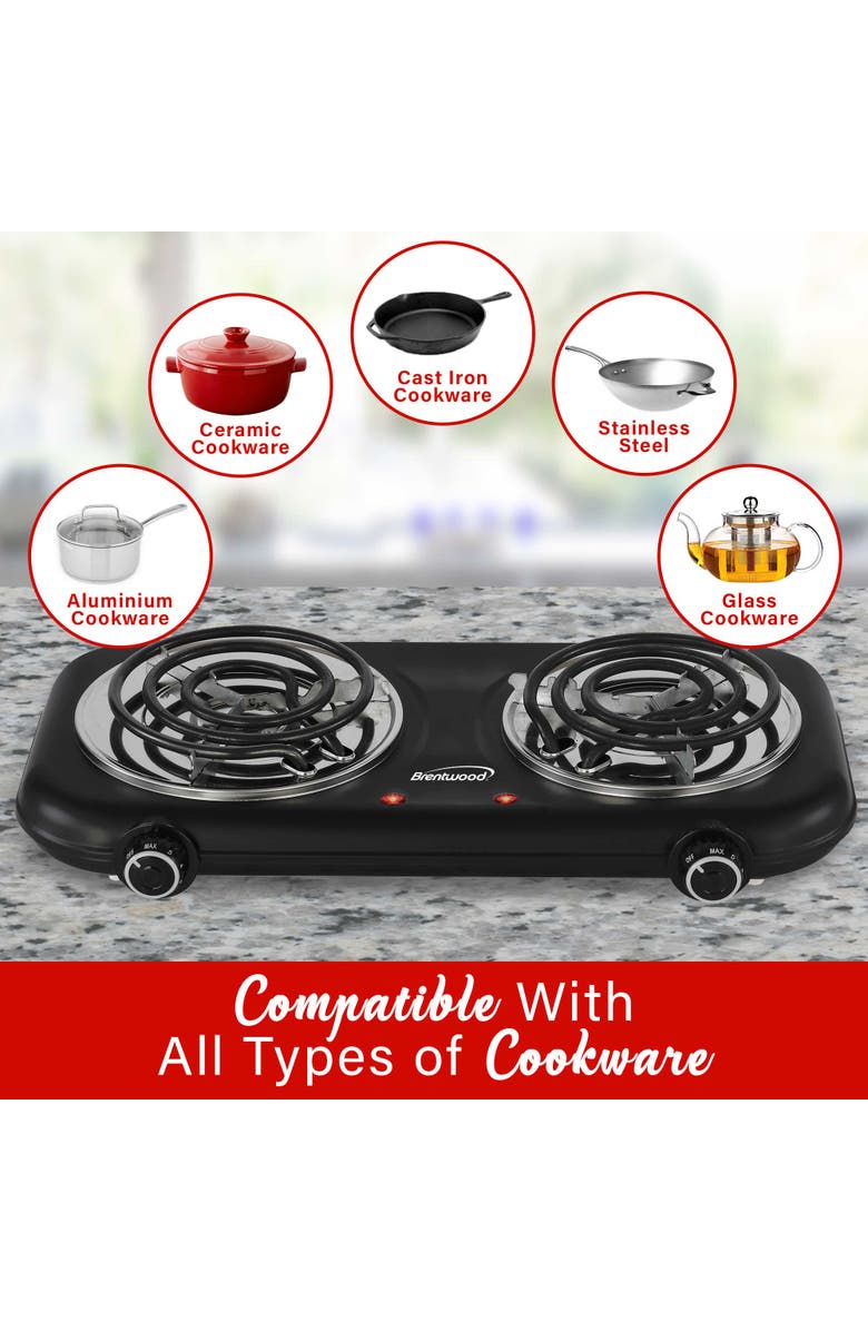 Brentwood Countertop Double Coiled Electric Burner, Alternate, color, 