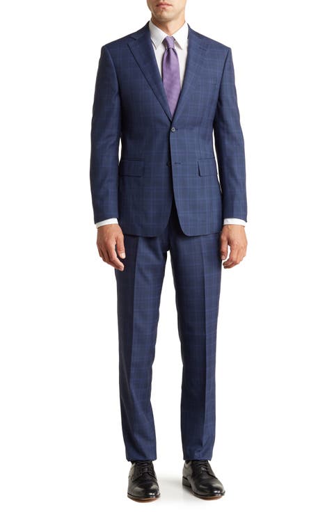 Trim Fit Plaid Two-Button Suit