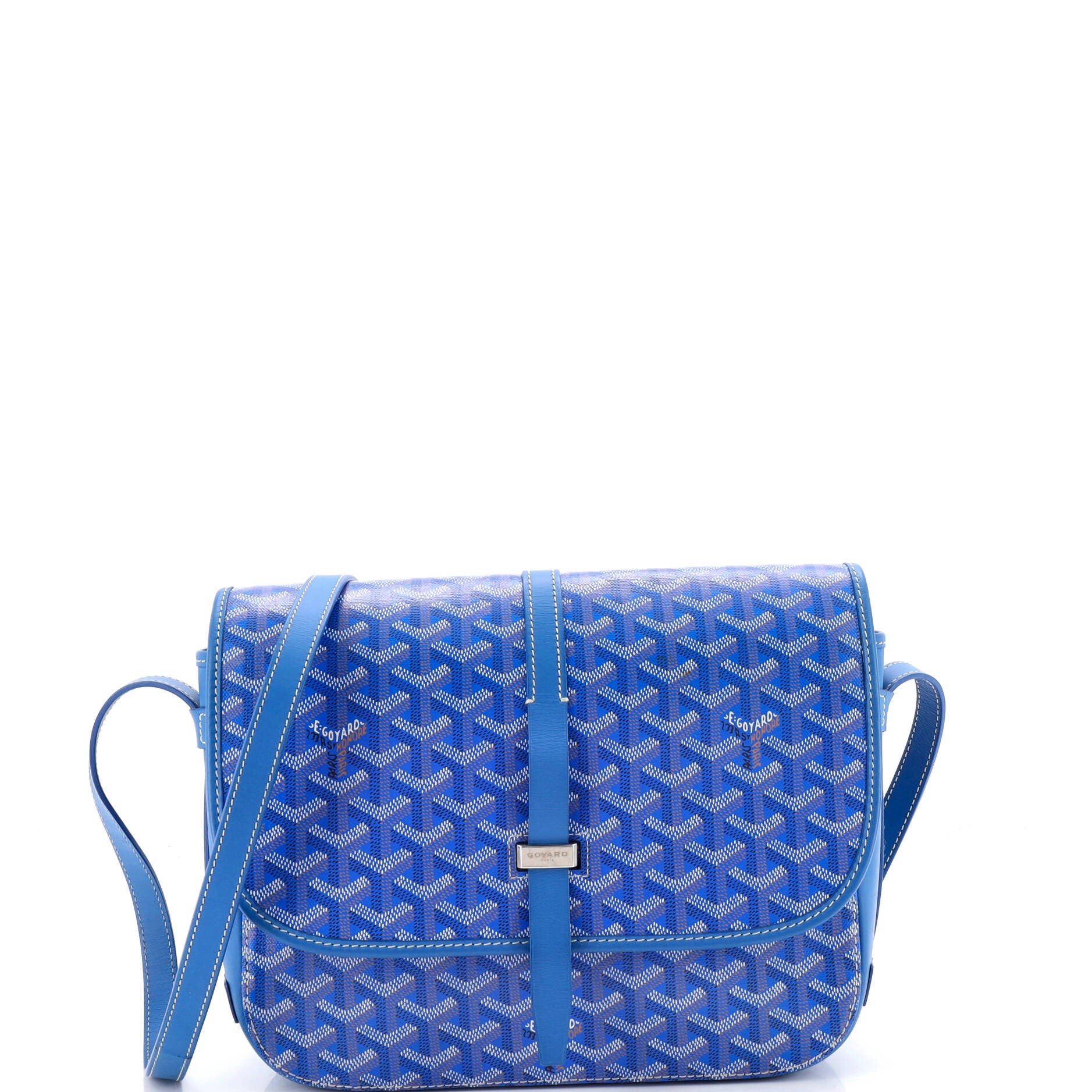 Pre-Owned Goyard Belvedere II Messenger Bag Coated Canvas MM, Main, color, Blue