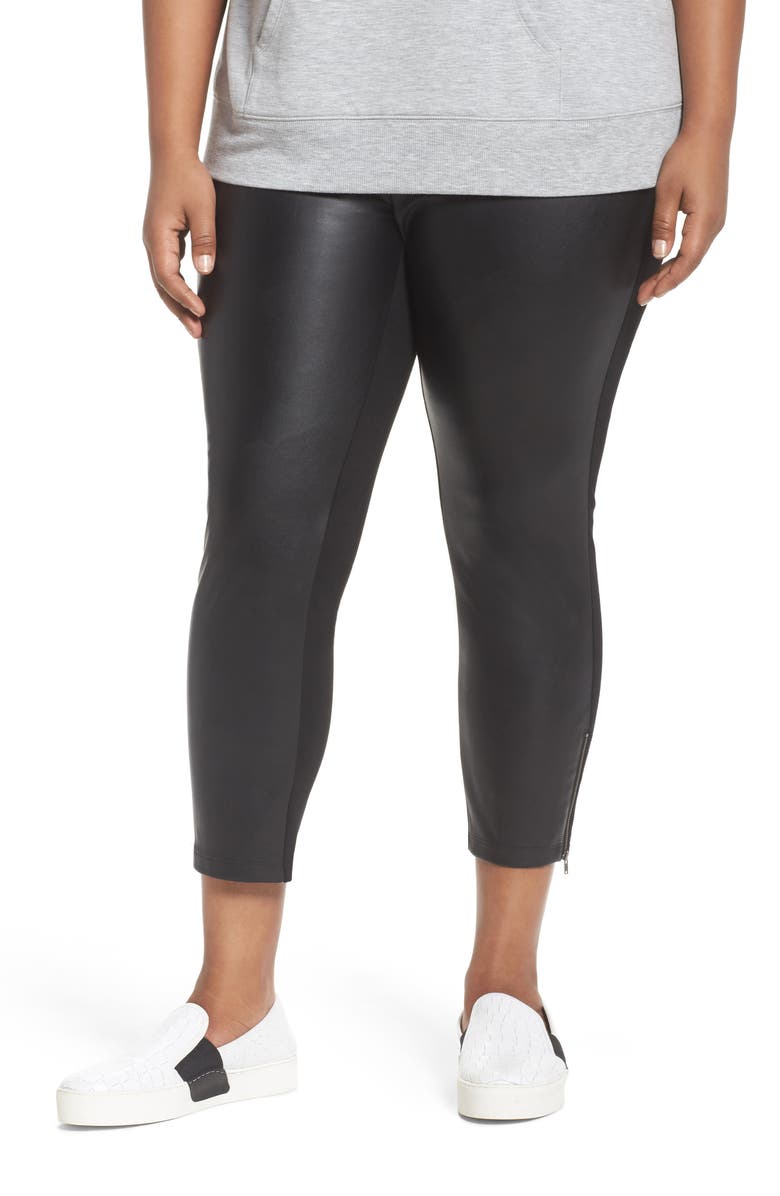 Sejour Faux Leather Front Crop Leggings, Main, color, 