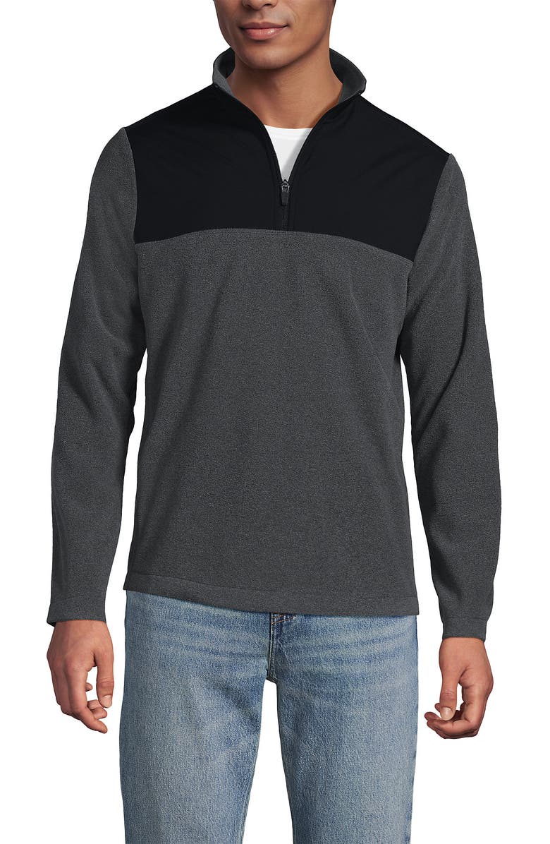 Lands' End Anyweather Fleece Quarter Zip Pullover, Alternate, color, Dark Charcoal Heather