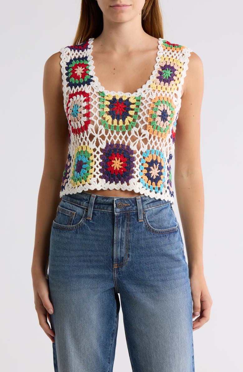 Cotton Emporium Crocheted Patch Tank, Main, color,