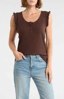 DR2 by Daniel Rainn Scoop Neck Rib Knit Henley