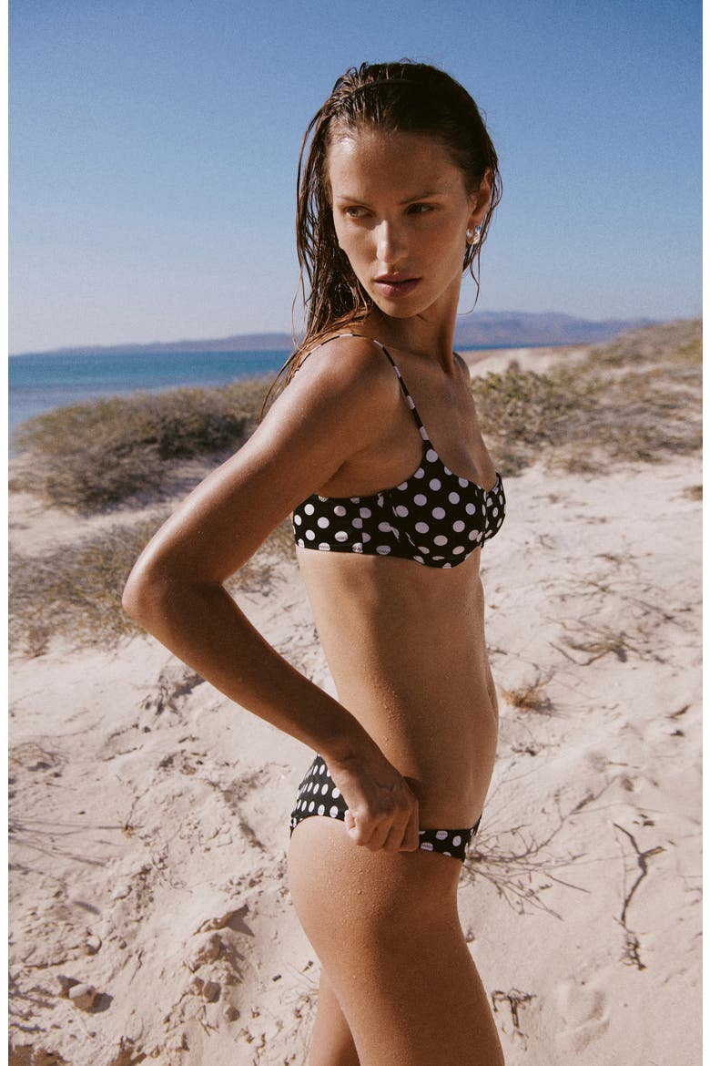Reversible Polka Dot Cheeky Bikini Bottoms, Alternate, color, BLACK
