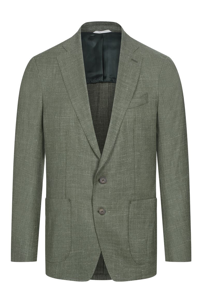 Dark Green Slub Wool & Silk Blend Sport Coat, Main, color, DARK GREEN